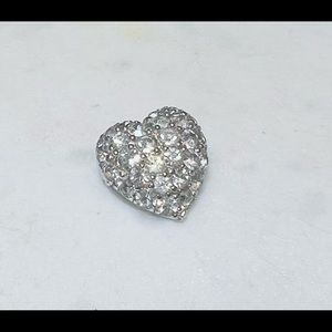 Vintage Pennino Clear Crystal Rhinestone Heart Brooch/Pin